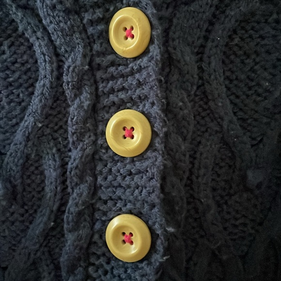 Mini Boden Girls Blue Hooded Cable Knit Sweater Cardigan Size 5-6Y - Picture 2 of 5